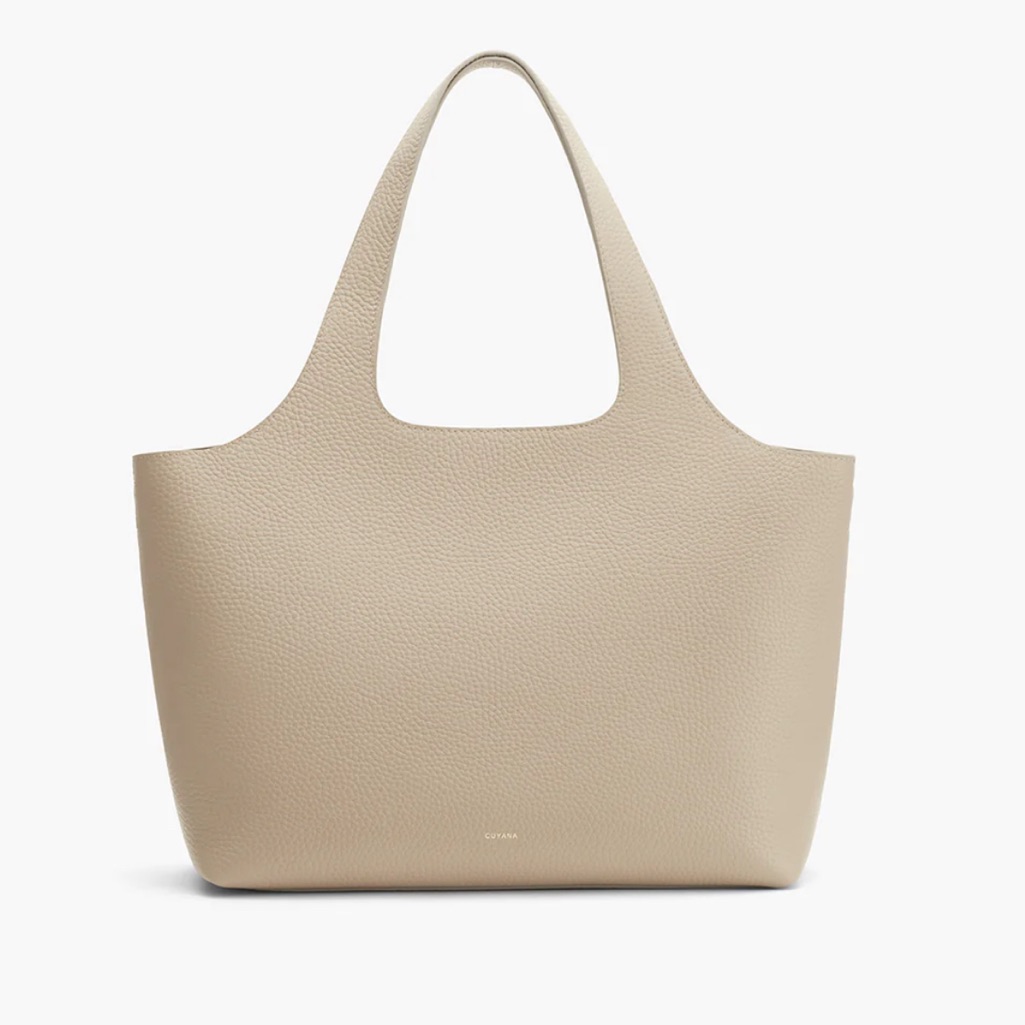 Cuyana Pebbled Leather Tote In Beige